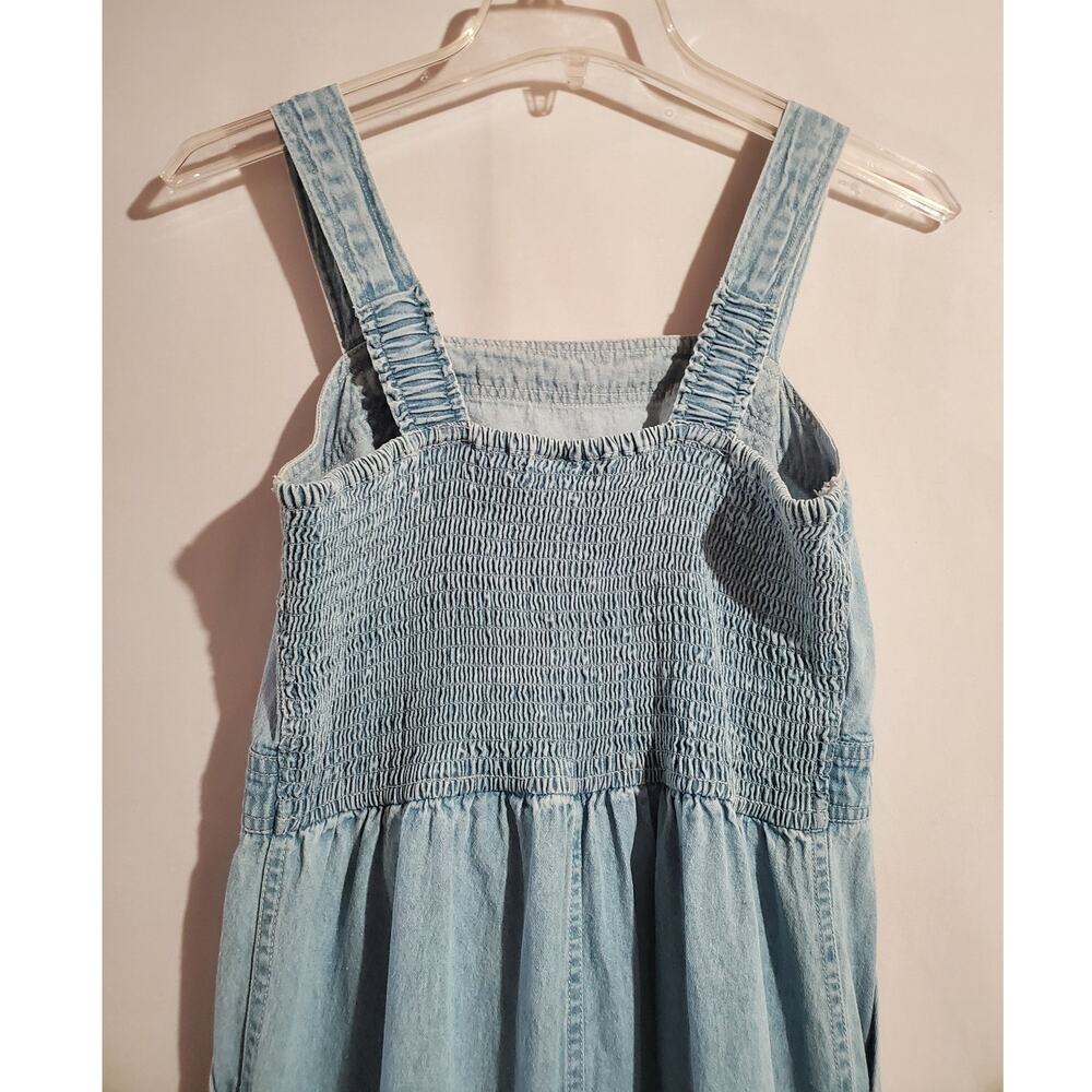 Vtg Y2K Sincerely Jules Smocked Light Denim Jumpsuit Size S Sleeveless Pockets - Picture 4 of 9